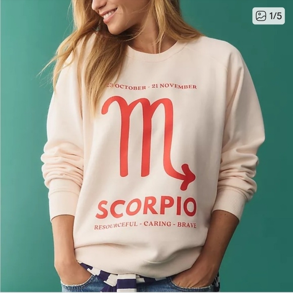 Anthropologie Scorpio Zodiac Crewneck Sweatshirt Catherine O'Sullivan Astology